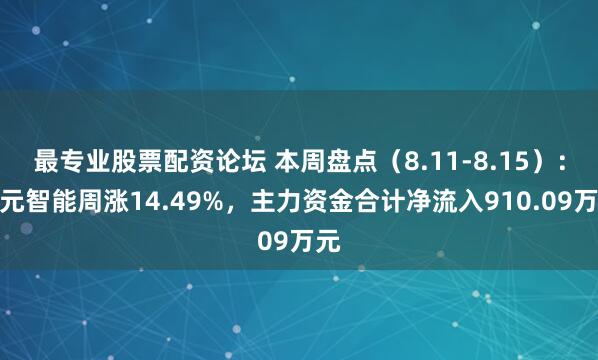 最专业股票配资论坛 本周盘点（8.11-8.15）：天元智能周涨14.49%，主力资金合计净流入910.09万元